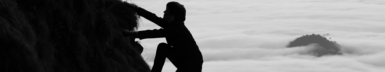 Black and white mountain climber photo